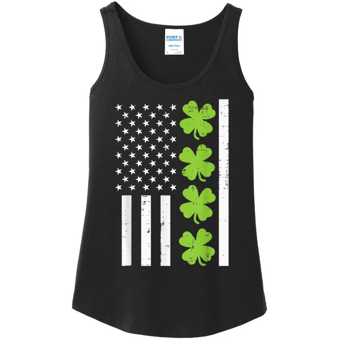 American Flag Shamrock St Patricks Day, St Patricks Day, Funny St Patricks Day, Ladies Essential Tank