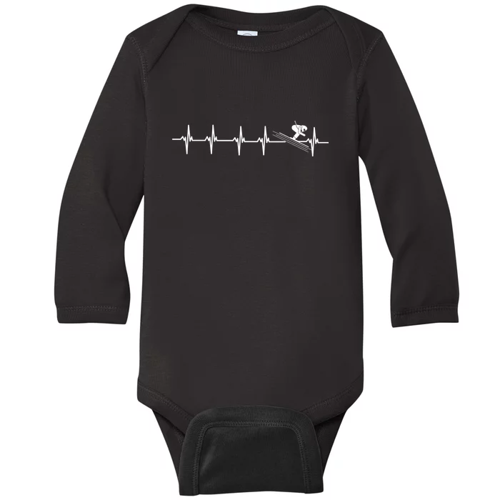 Awesome Freestyle Skiing Heartbeat Ski Lovers Gift Baby Long Sleeve Bodysuit