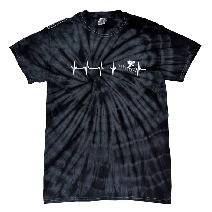 Awesome Freestyle Skiing Heartbeat Ski Lovers Gift Tie-Dye T-Shirt