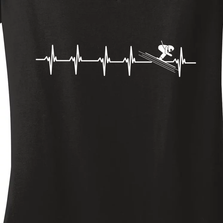 Awesome Freestyle Skiing Heartbeat Ski Lovers Gift Women's V-Neck T-Shirt