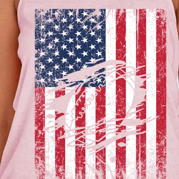 American Football Season Usa Flag Game Day Funny Gift Women's Knotted Racerback Tank