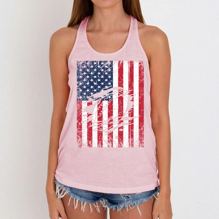 American Football Season Usa Flag Game Day Funny Gift Women's Knotted Racerback Tank