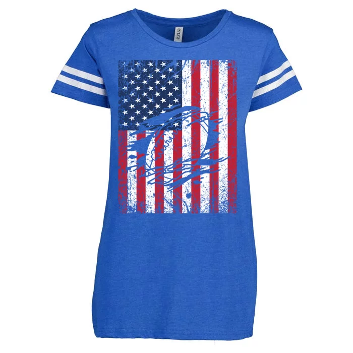 American Football Season Usa Flag Game Day Funny Gift Enza Ladies Jersey Football T-Shirt