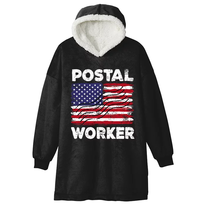 American Flag Stars Stripes I Patriotic Postal Worker Hooded Wearable Blanket