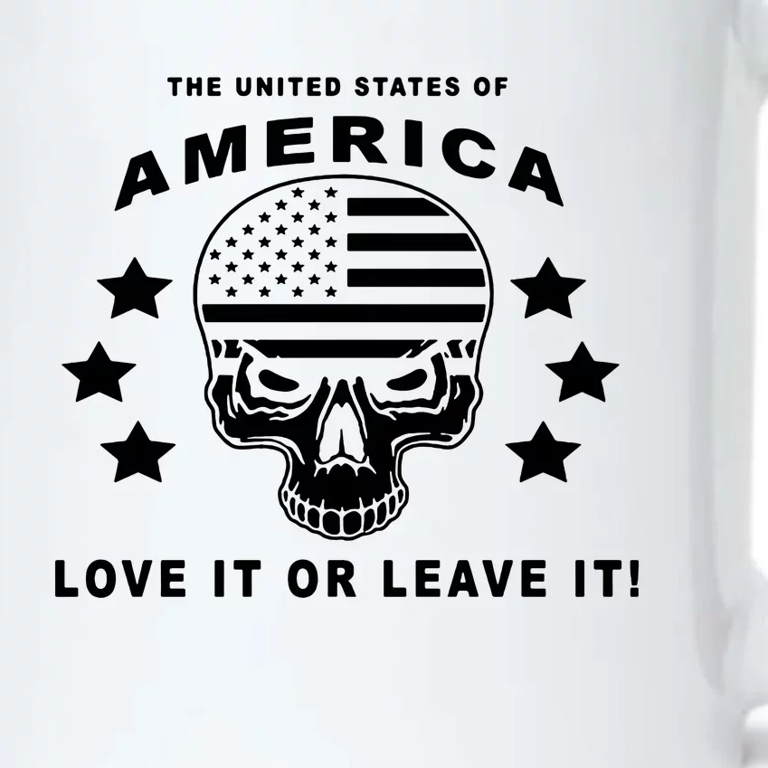 American Flag Skull Love It Or Leave Usa Black Color Changing Mug