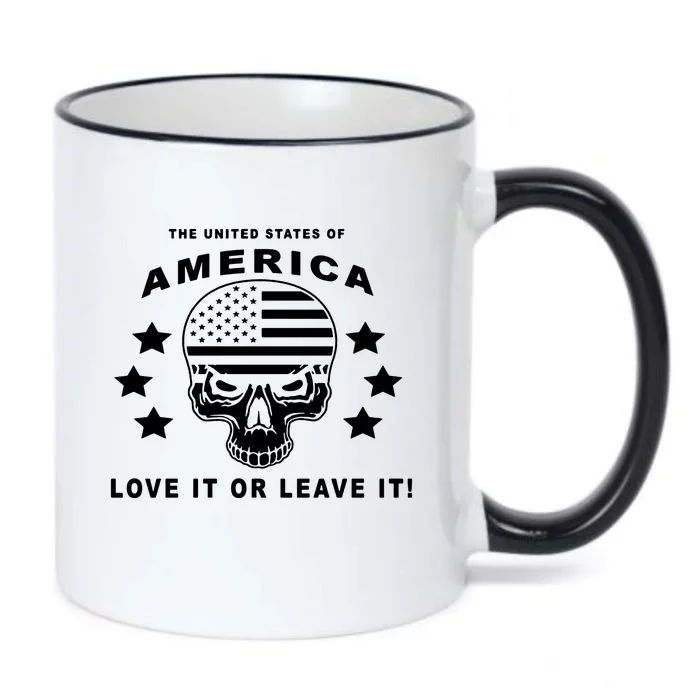 American Flag Skull Love It Or Leave Usa Black Color Changing Mug