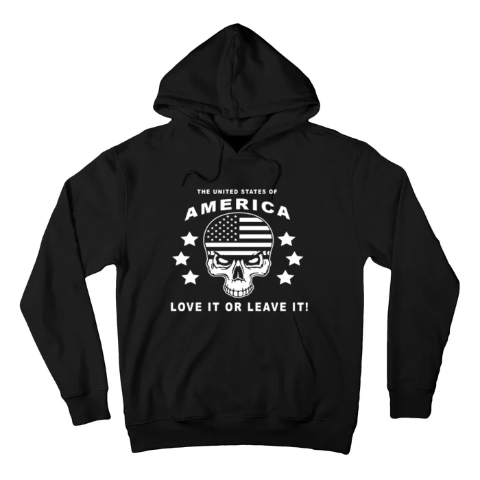 American Flag Skull Love It Or Leave Usa Hoodie