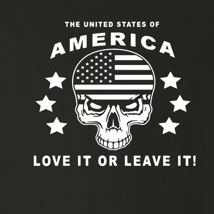 American Flag Skull Love It Or Leave Usa Toddler Long Sleeve Shirt