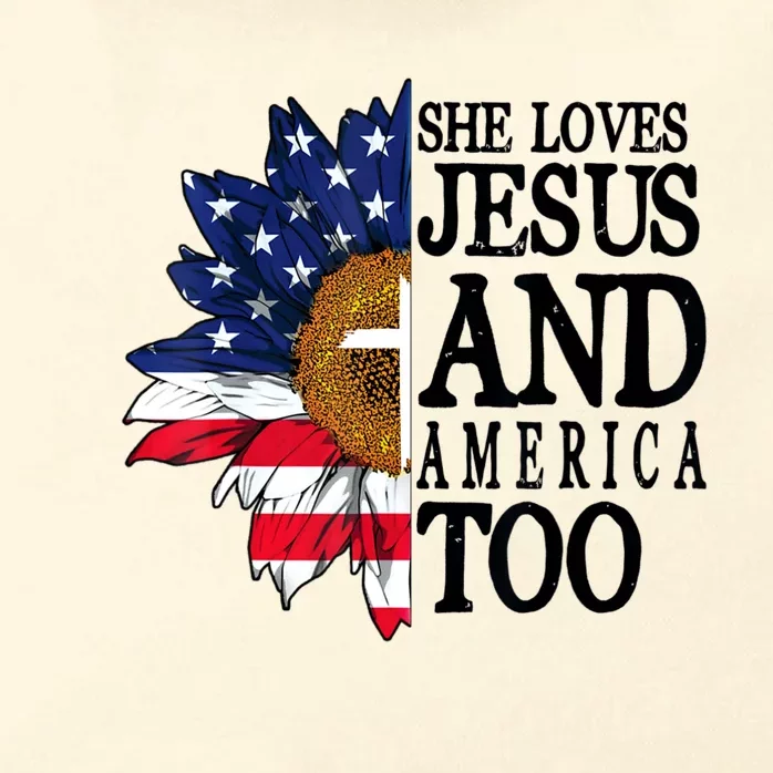 American Flag Sunflower She Loves Jesus And America Too Zip Tote Bag