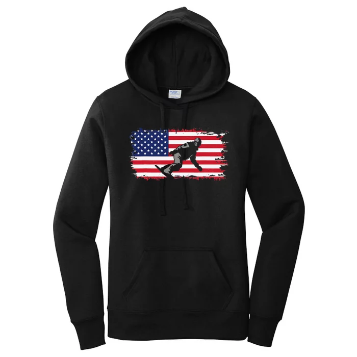 American Flag Snowboard Apparel Snowboarding Snowboard Women's Pullover Hoodie