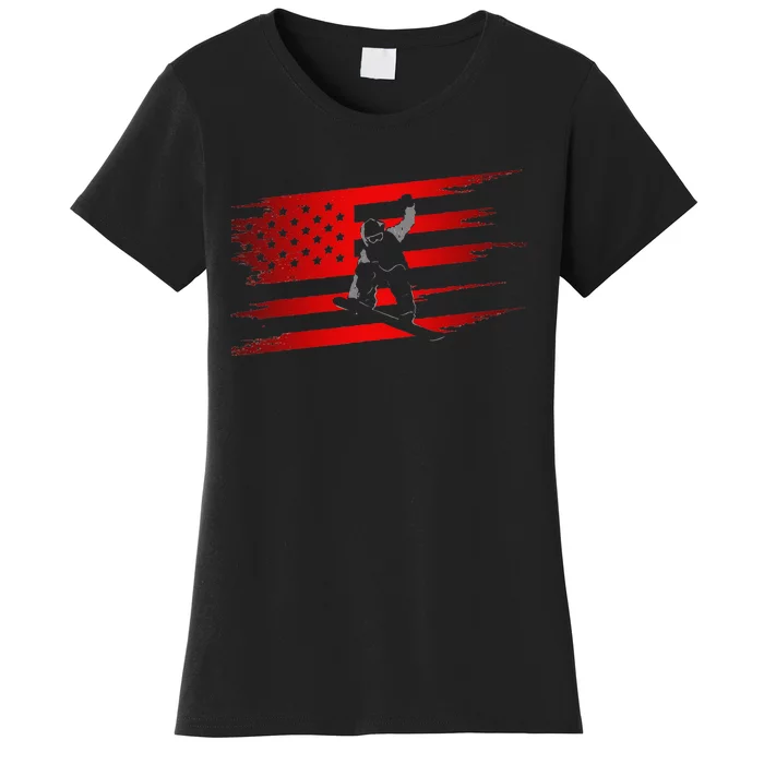 American Flag Snowboard Apparel Snowboarding Snowboard Women's T-Shirt