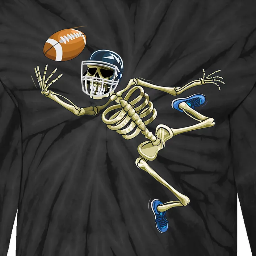 American Football Skeleton Halloween Men Football Fan Tie-Dye Long Sleeve Shirt