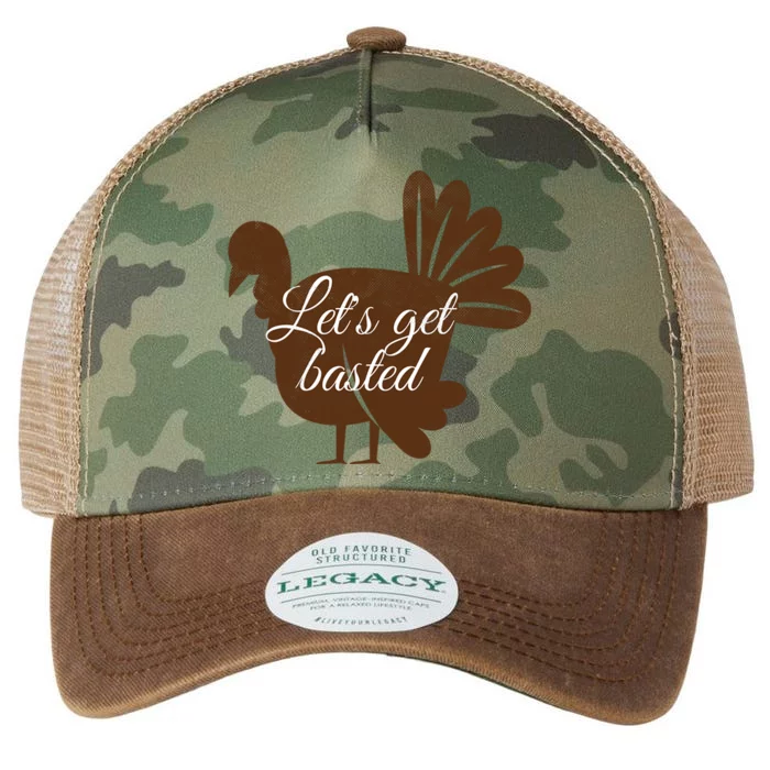 Autumn Fall Thanksgiving Lets Get Basted Turkey Gift Legacy Tie Dye Trucker Hat