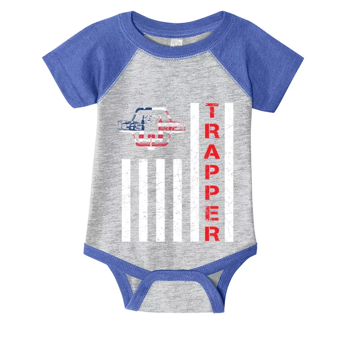 American Flag Trapping Gift For Trappers And Hunters Infant Baby Jersey Bodysuit