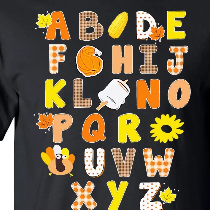 Alphabet Funny Turkey Thanksgiving Costume Preschool Teacher Tall T-Shirt