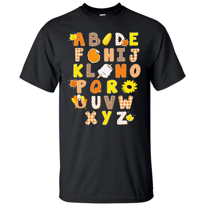 Alphabet Funny Turkey Thanksgiving Costume Preschool Teacher Tall T-Shirt