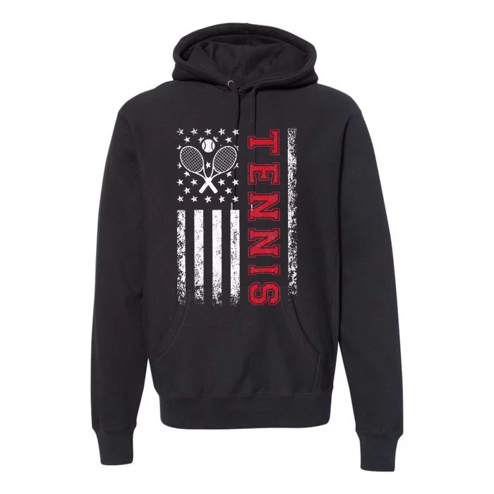 American Flag Tennis Best Gifts For Players Fans Premium Hoodie