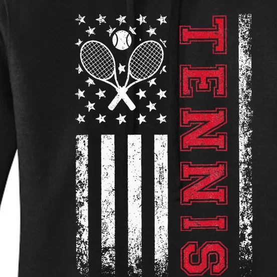 American Flag Tennis Best Gifts For Players Fans Women's Pullover Hoodie