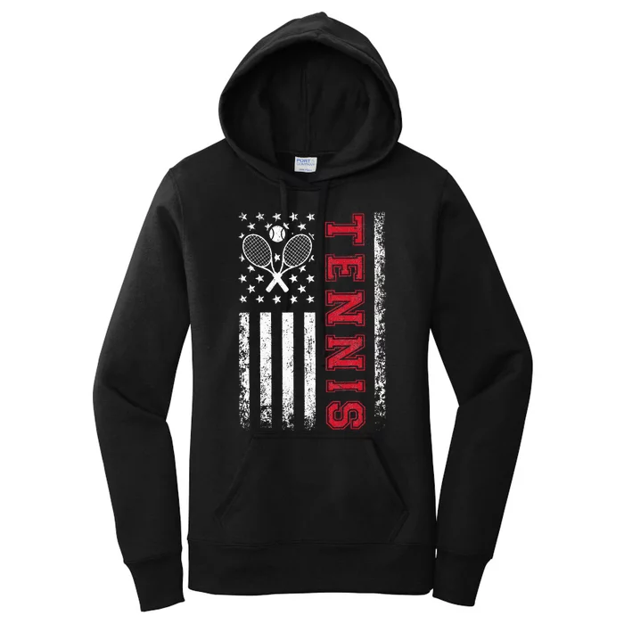 American Flag Tennis Best Gifts For Players Fans Women's Pullover Hoodie