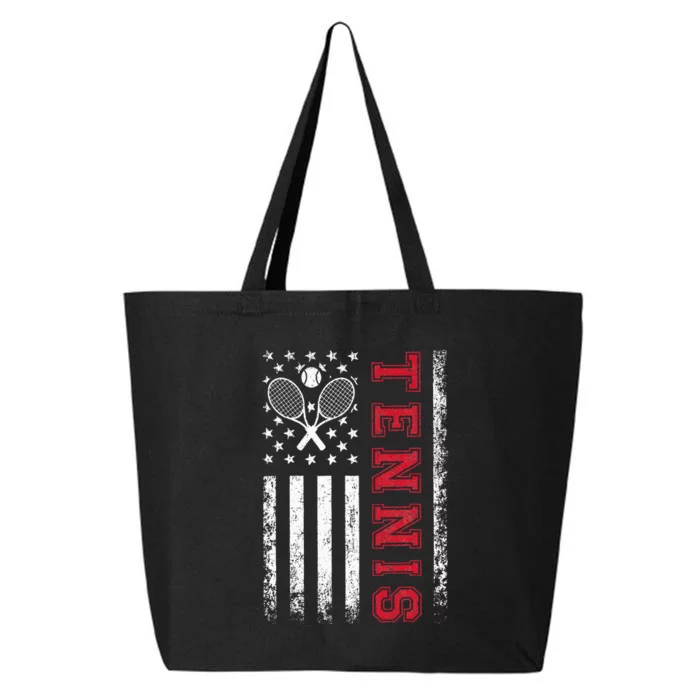 American Flag Tennis Best Gifts For Players Fans 25L Jumbo Tote