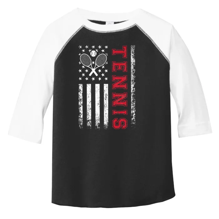 American Flag Tennis Best Gifts For Players Fans Toddler Fine Jersey T-Shirt