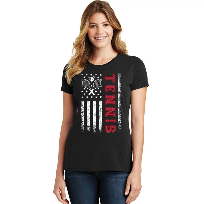 American Flag Tennis Best Gifts For Players Fans Women's T-Shirt