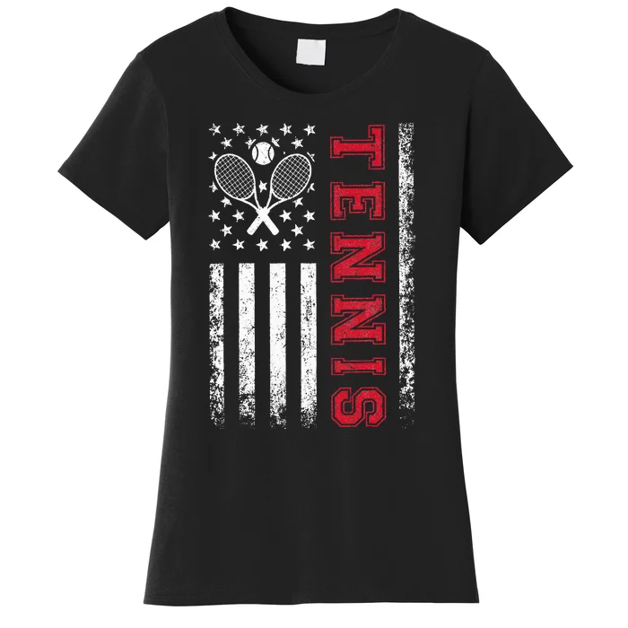 American Flag Tennis Best Gifts For Players Fans Women's T-Shirt