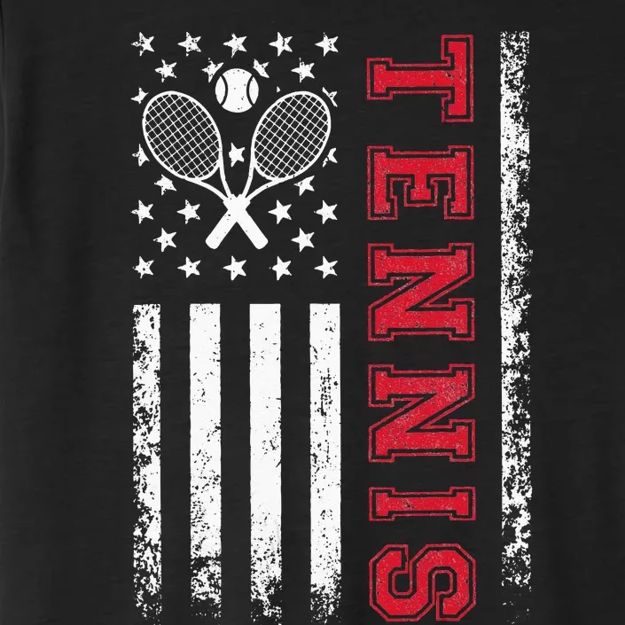 American Flag Tennis Best Gifts Tee For Players Fans ChromaSoft Performance T-Shirt