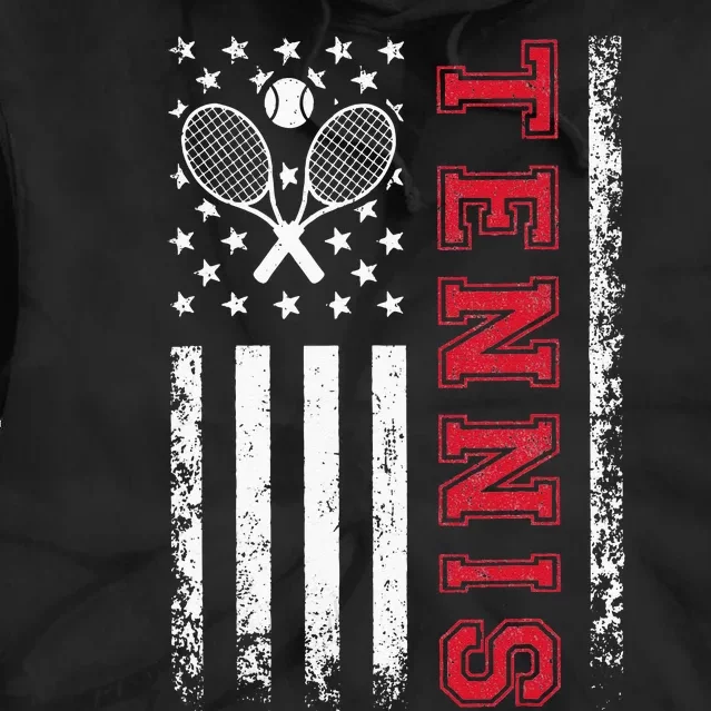 American Flag Tennis Best Gifts Tee For Players Fans Tie Dye Hoodie