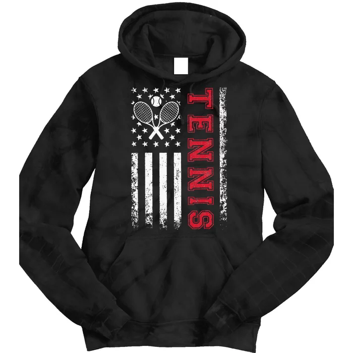 American Flag Tennis Best Gifts Tee For Players Fans Tie Dye Hoodie