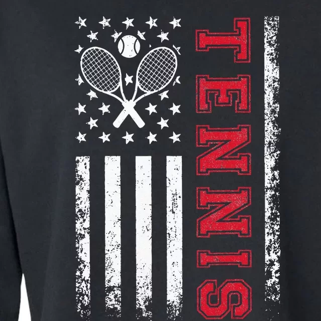 American Flag Tennis Best Gifts Tee For Players Fans Cropped Pullover Crew