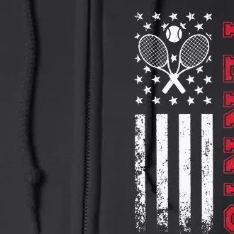 American Flag Tennis Best Gifts Tee For Players Fans Full Zip Hoodie