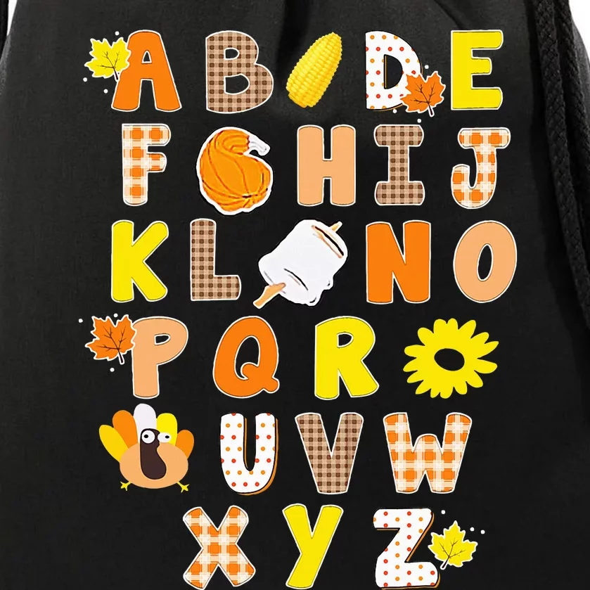 Alphabet Funny Turkey Thanksgiving Costume Preschool Teacher Drawstring Bag