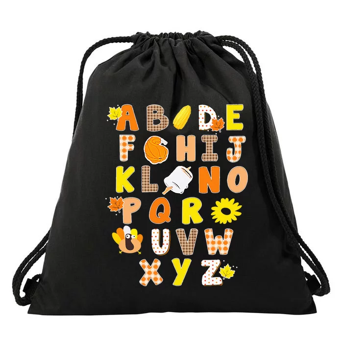 Alphabet Funny Turkey Thanksgiving Costume Preschool Teacher Drawstring Bag