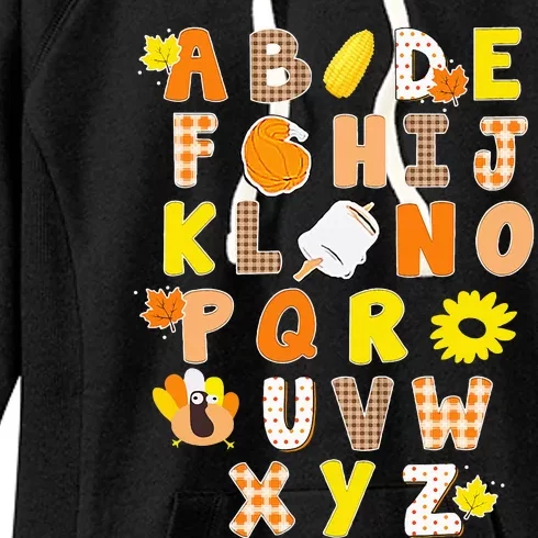 Alphabet Funny Turkey Thanksgiving Costume Preschool Teacher Women's Fleece Hoodie