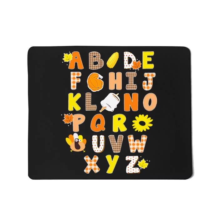 Alphabet Funny Turkey Thanksgiving Costume Preschool Teacher Mousepad