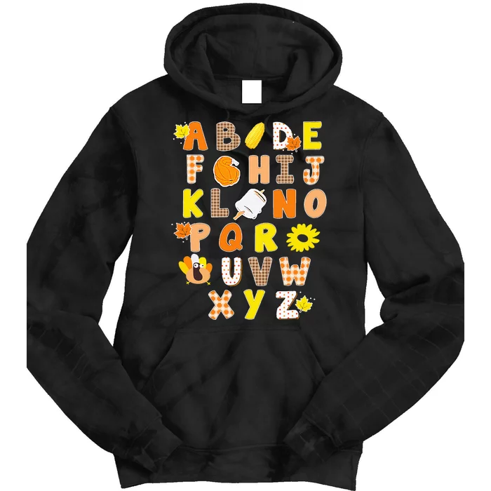 Alphabet Funny Turkey Thanksgiving Costume Preschool Teacher Tie Dye Hoodie