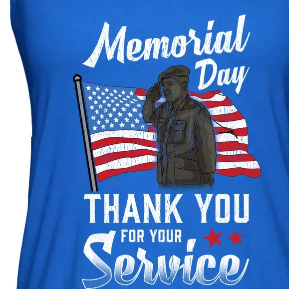 American Flag Thank You For Service Memorial Day Gift Ladies Essential Flowy Tank