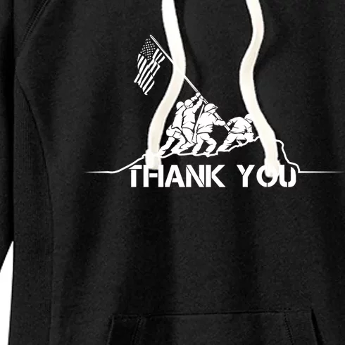 American Flag Thank You Veterans Usa Memorial Day Funny Gift Women's Fleece Hoodie