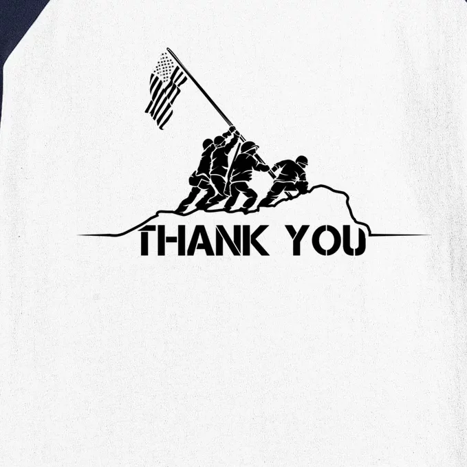 American Flag Thank You Veterans Usa Memorial Day Funny Gift Baseball Sleeve Shirt