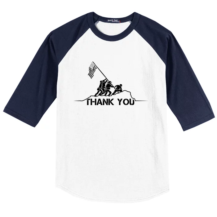 American Flag Thank You Veterans Usa Memorial Day Funny Gift Baseball Sleeve Shirt