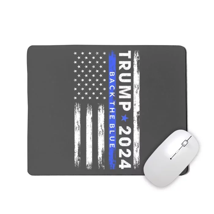 American Flag Trump 2024 Back The Blue Thin Blue Line Gift Mousepad