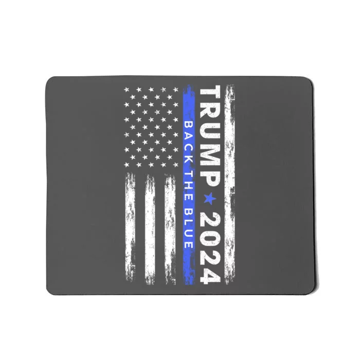 American Flag Trump 2024 Back The Blue Thin Blue Line Gift Mousepad