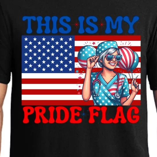 American Flag This Is My Pride Flag 2024 Nurse 4th Of July Great Gift Pajama Set