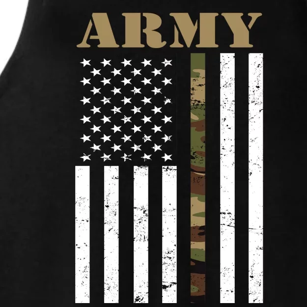 Army Flag Thin Camo Line Ladies Tri-Blend Wicking Tank