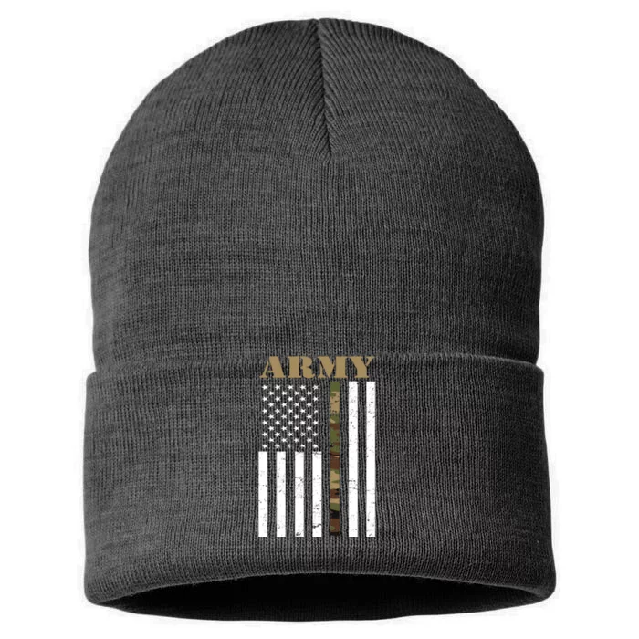 Army Flag Thin Camo Line Sustainable Knit Beanie