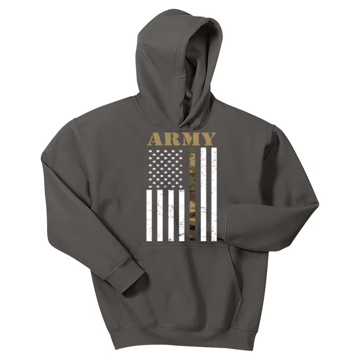 Army Flag Thin Camo Line Kids Hoodie