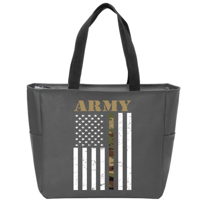 Army Flag Thin Camo Line Zip Tote Bag