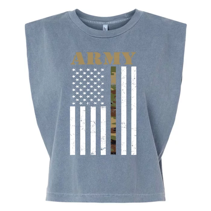 Army Flag Thin Camo Line Garment-Dyed Women's Muscle Tee