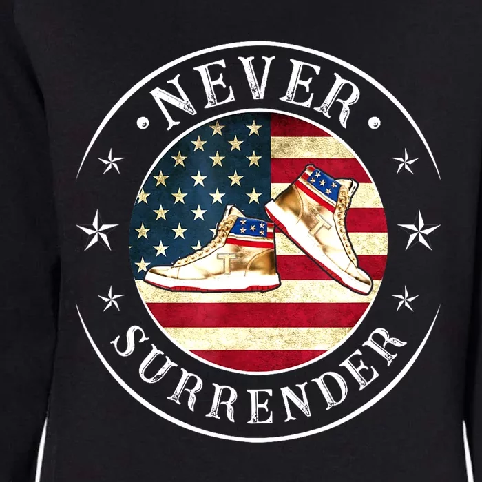 American Flag Trump 2024 Never Surrender Gold Sneakers Gift Womens California Wash Sweatshirt